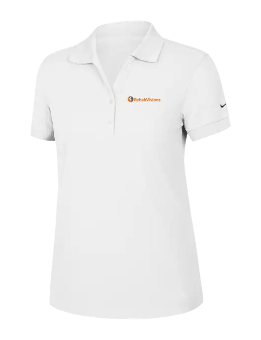 Nike Womens Dri-FIT Classic White Polo w/RehabVisions POST Logo