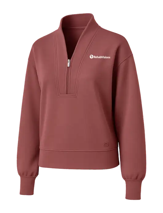 OGIO Womens Soft Maroon Transcend 1/4-Zip w/RehabVisions POST Logo