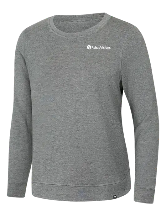 TravisMathew Womens Light Grey Heather Lightweight Long Weekend Crew w/RehabVisions POST Logo