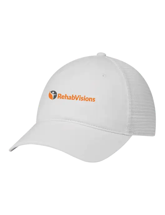 Richardson 111 Garment Washed Trucker Cap White w/White Mesh w/RehabVisions POST Logo