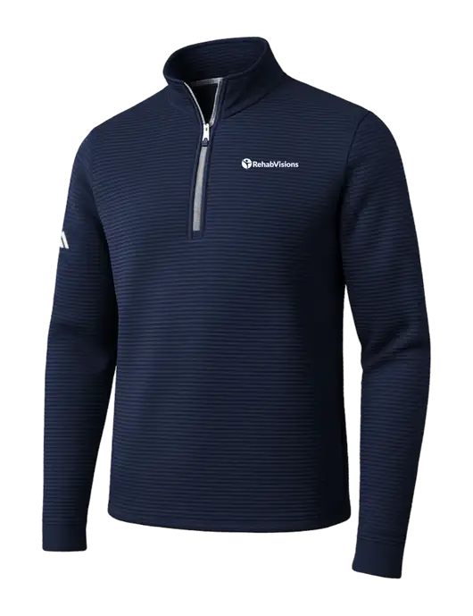 Adidas Navy Spacer Quarter-Zip Pullover w/RehabVisions POST Logo