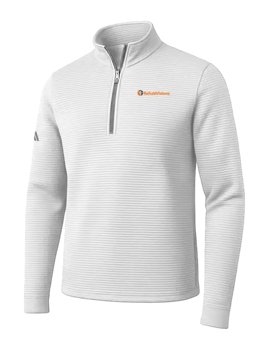 Adidas White Spacer Quarter-Zip Pullover w/RehabVisions POST Logo