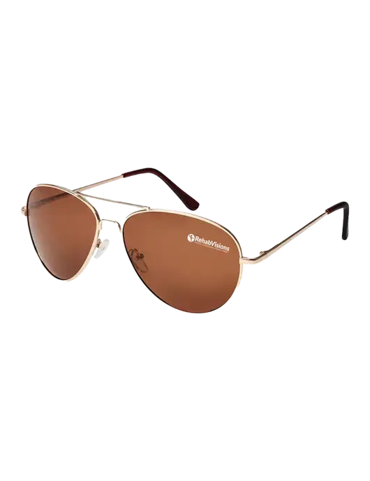 Aviator Coffee Brown with Gold Sunglasses  w/RehabVisions POST Logo