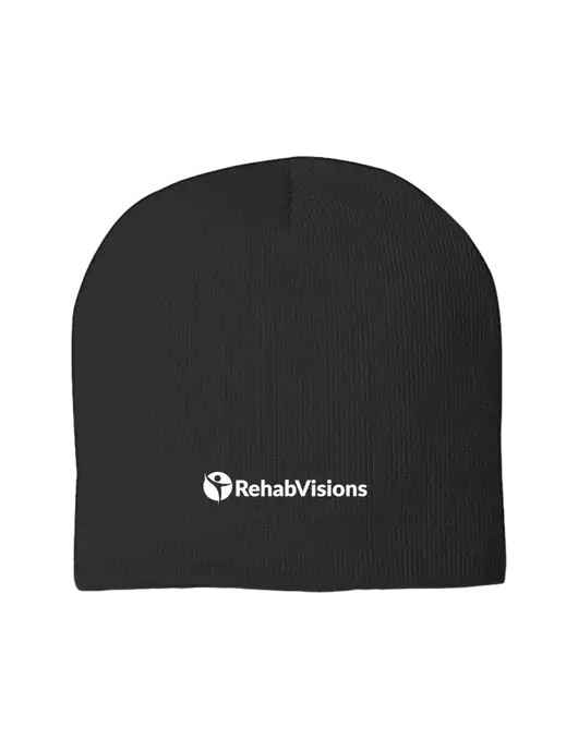 Solid Black Element Knit Beanie w/RehabVisions POST Logo