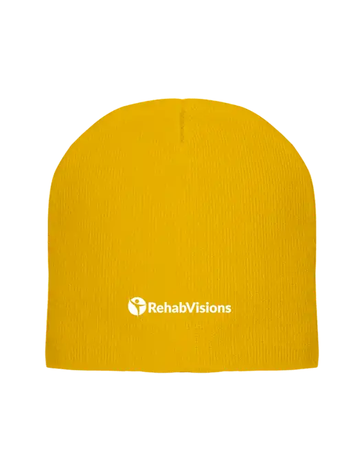 Solid Yellow Gold Element Knit Beanie w/RehabVisions POST Logo