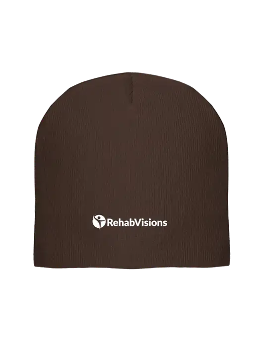 Solid Brown Element Knit Beanie w/RehabVisions POST Logo
