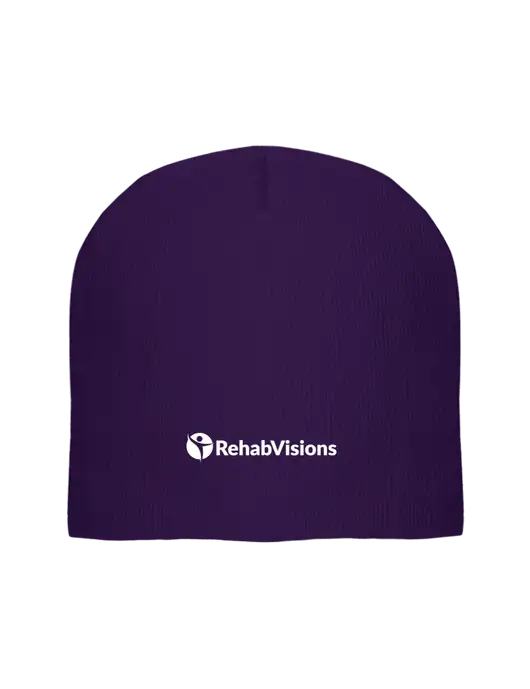 Solid Purple Element Knit Beanie w/RehabVisions POST Logo
