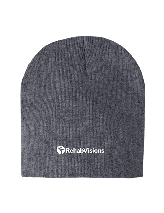 Dark Grey Heather Element Knit Beanie w/RehabVisions POST Logo