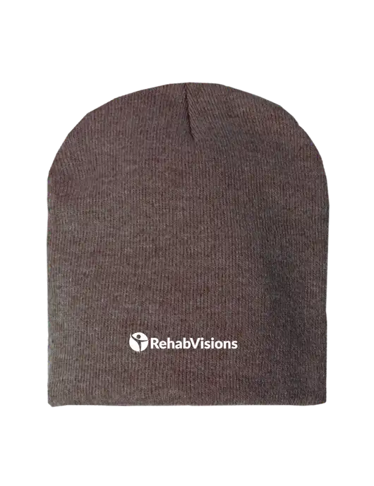Brown Heather Element Knit Beanie  w/RehabVisions POST Logo
