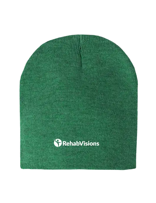 Kelly Green Heather Element Knit Beanie w/RehabVisions POST Logo