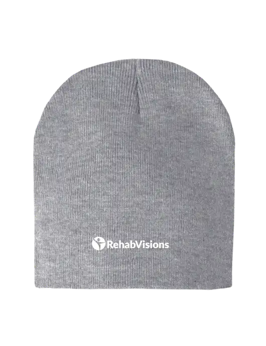 Light Grey Heather Element Knit Beanie w/RehabVisions POST Logo