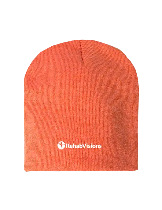 Orange Heather Element Knit Beanie w/RehabVisions POST Logo