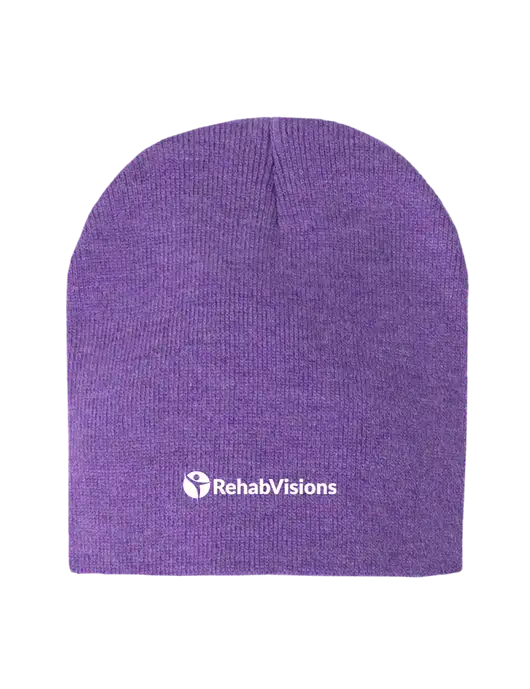 Purple Heather Element Knit Beanie w/RehabVisions POST Logo