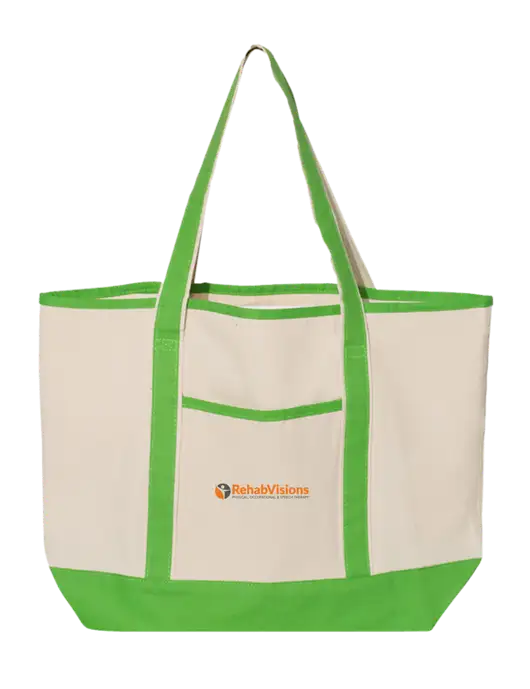 Natural/Light Kelly Large Canvas Deluxe Tote w/RehabVisions POST Logo
