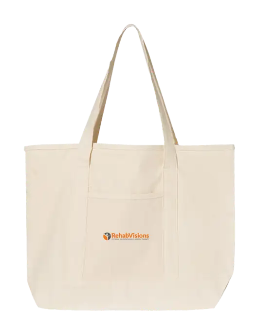 Natural Large Canvas Deluxe Tote w/RehabVisions POST Logo