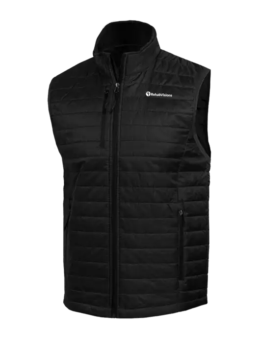 Packable Black Puffy Vest w/RehabVisions POST Logo