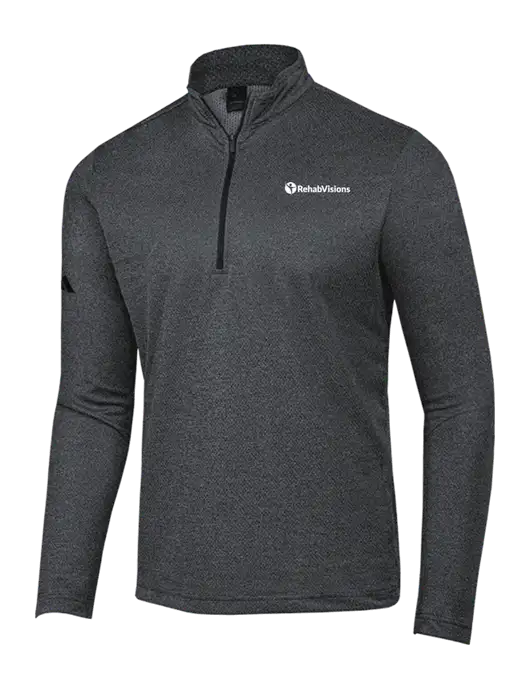 Adidas Black Melange Space Dyed Quarter-Zip Pullover w/RehabVisions POST Logo