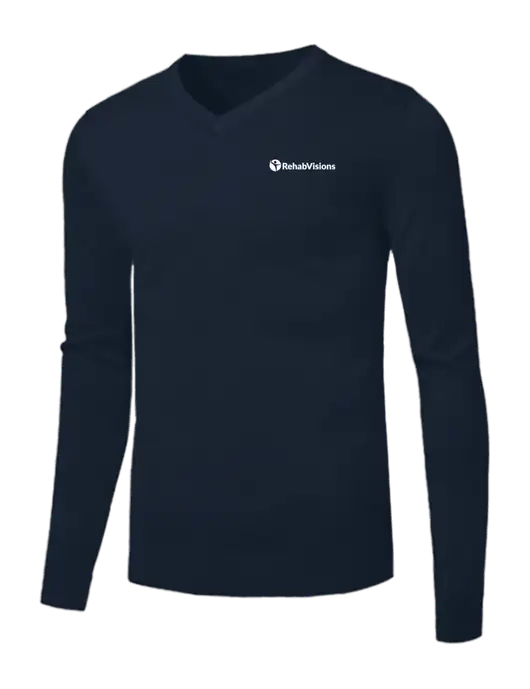 Brooks Brothers Navy Washable Merino V-Neck Sweater w/RehabVisions POST Logo