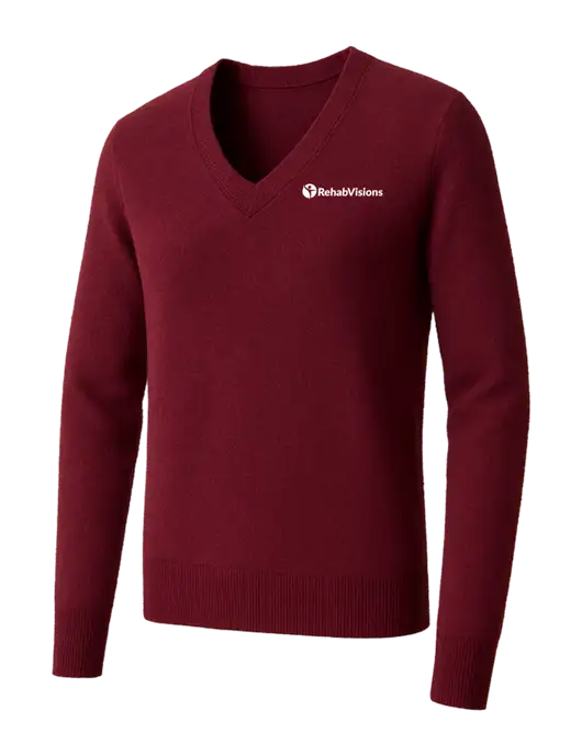 Brooks Brothers Womens Cardinal Washable Merino V-Neck Sweater w/RehabVisions POST Logo