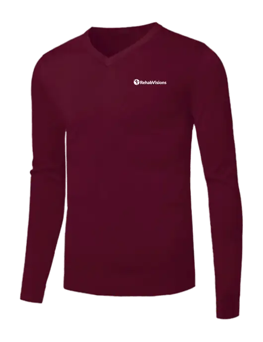 Brooks Brothers Cardinal Washable Merino V-Neck Sweater w/RehabVisions POST Logo