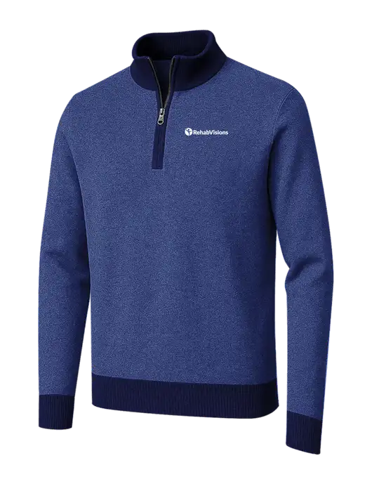 Brooks Brothers Navy/Dark Royal Washable Merino Birdseye 1/4-Zip Sweater w/RehabVisions POST Logo