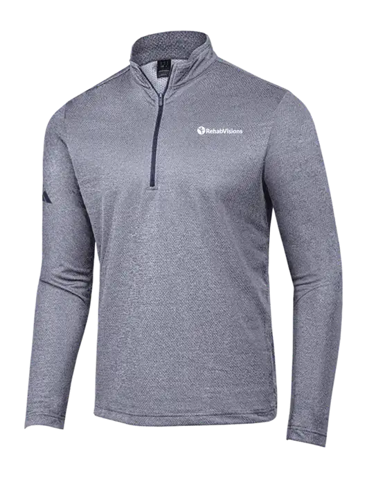 Adidas Navy Melange Space Dyed Quarter-Zip Pullover w/RehabVisions POST Logo