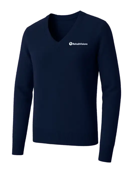 Brooks Brothers Womens Navy Washable Merino V-Neck Sweater w/RehabVisions POST Logo