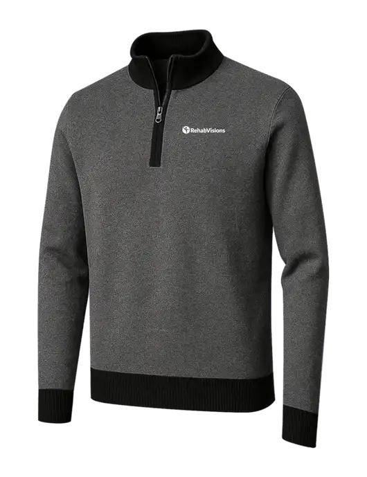 Brooks Brothers Black/Dark Grey Washable Merino Birdseye 1/4-Zip Sweater w/RehabVisions POST Logo