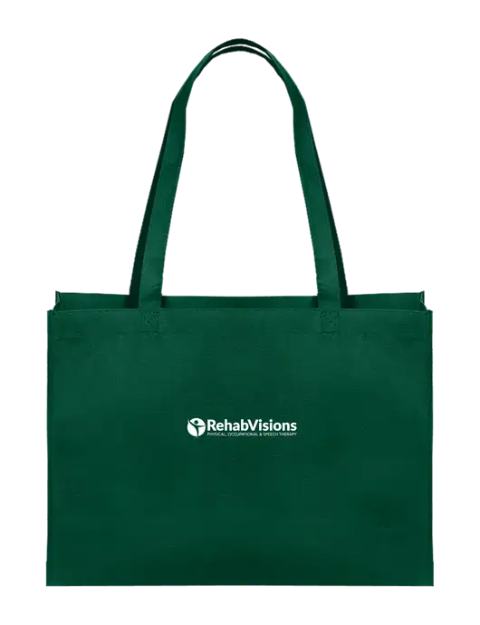 Eco Reusable Dark Green Tote w/RehabVisions POST Logo