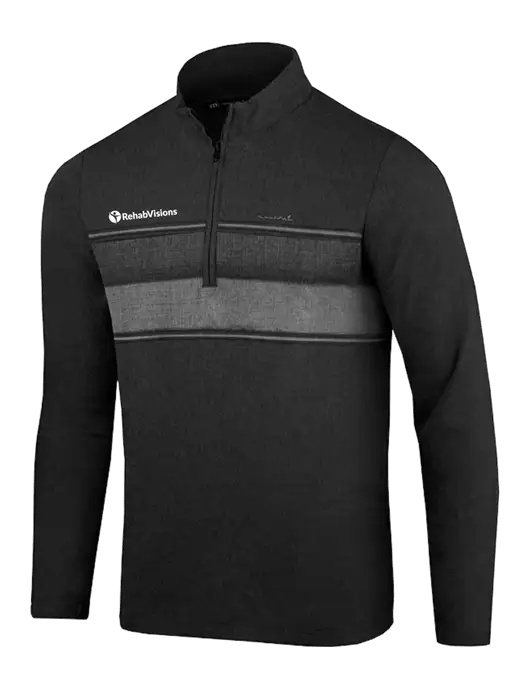 TravisMathew Black Balboa Chest Stripe Quarter Zip w/RehabVisions POST Logo