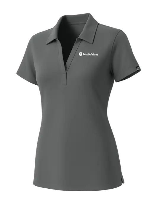 TravisMathew Womens Grey Glenview Solid Polo w/RehabVisions POST Logo