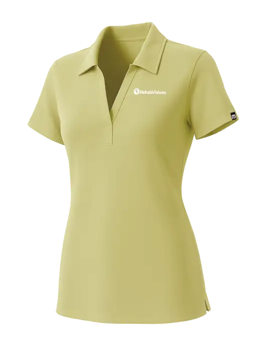 TravisMathew Womens Light Yellow Glenview Solid Polo w/RehabVisions POST Logo