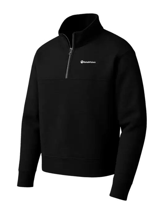 Mercer+Mettle Black Linear Texture Quarter Zip w/RehabVisions POST Logo