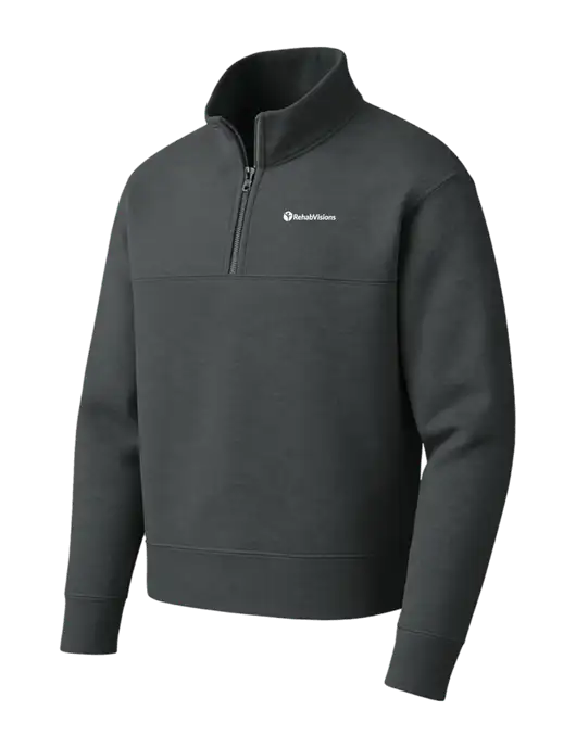 Mercer+Mettle Dark Grey Linear Texture Quarter Zip w/RehabVisions POST Logo
