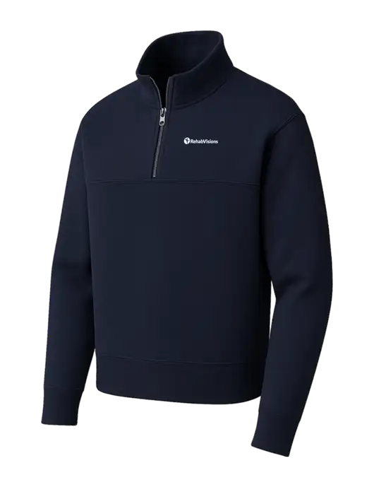 Mercer+Mettle Dark Navy Linear Texture Quarter Zip w/RehabVisions POST Logo
