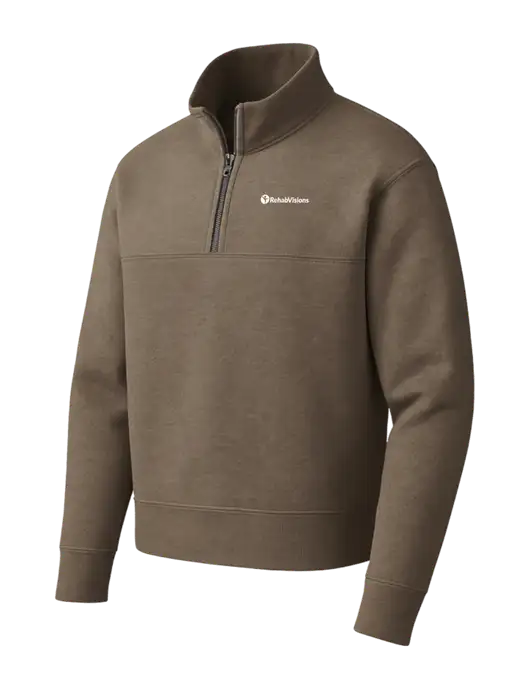 Mercer+Mettle Medium Taupe Linear Texture Quarter Zip w/RehabVisions POST Logo