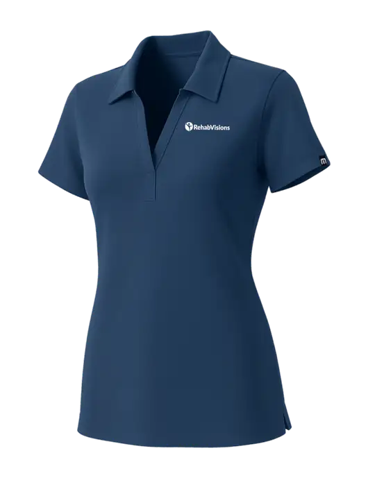 TravisMathew Womens Sapphire Medium Dark Glenview Solid Polo w/RehabVisions POST Logo