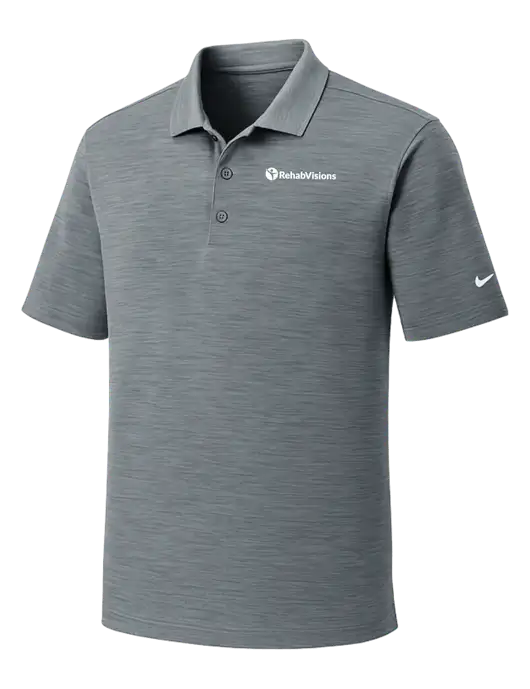 Nike Dri-FIT Medium Grey Striated Polo w/RehabVisions POST Logo