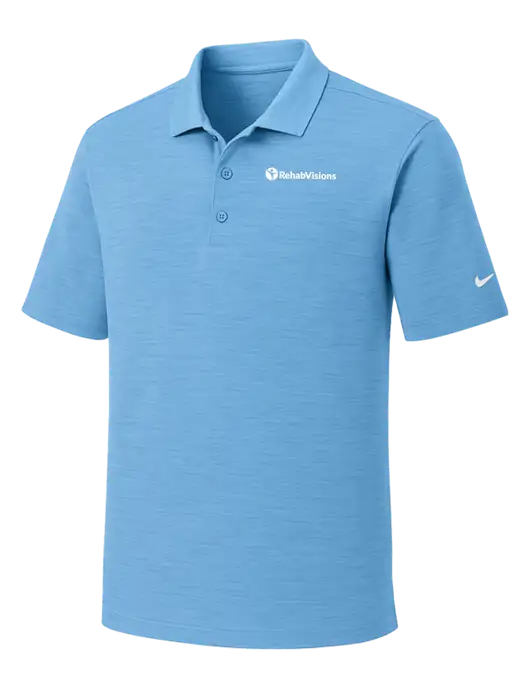 Nike Dri-FIT Light Blue Striated Polo w/RehabVisions POST Logo