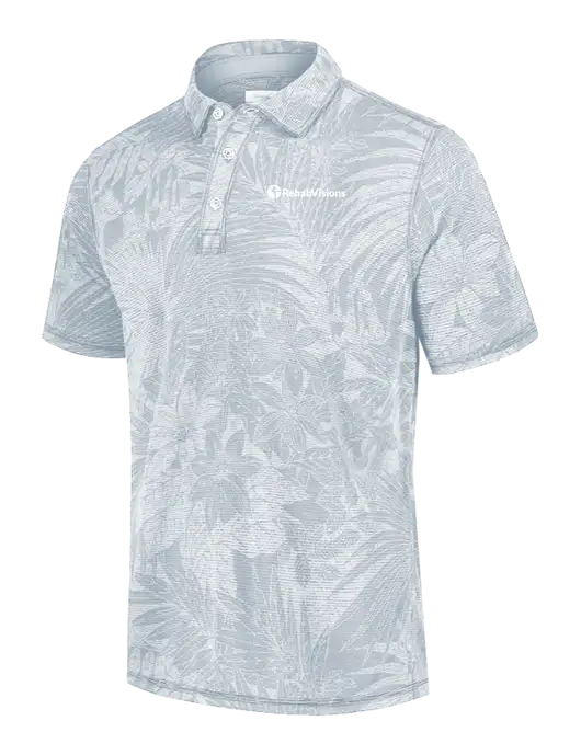 Tommy Bahama Light Grey Santiago Paradise Polo w/RehabVisions POST Logo