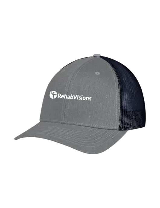 Richardson Adjustable Snapback Original 112 Trucker Cap Heather Grey w/Navy Mesh w/RehabVisions POST Logo