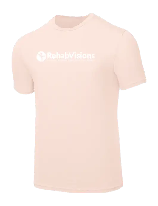 Seriously Soft Very Light Coral T-Shirt w/RehabVisions POST Logo