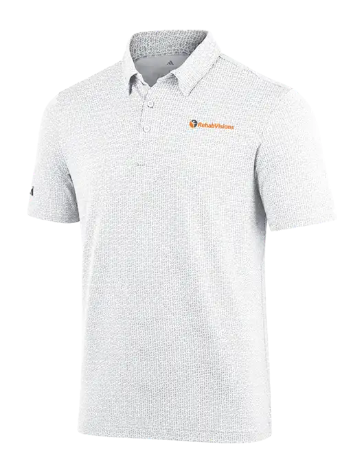 Adidas White Printed Blend Polo w/RehabVisions POST Logo