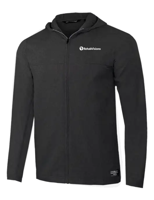 TravisMathew Dark Heather Grey Balboa Hooded Full-Zip Jacket w/RehabVisions POST Logo
