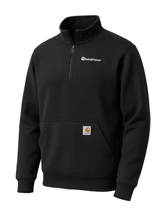 Carhartt Black Midweight 1/4-Zip Mock Neck Sweatshirt w/RehabVisions POST Logo