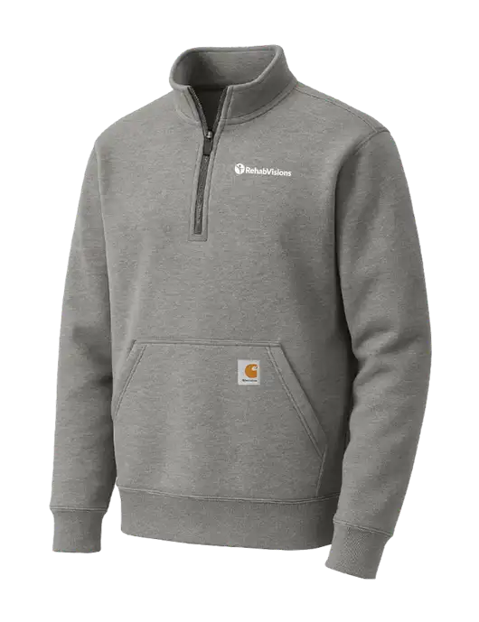 Carhartt Medium Heather Grey Midweight 1/4-Zip Mock Neck Sweatshirt w/RehabVisions POST Logo