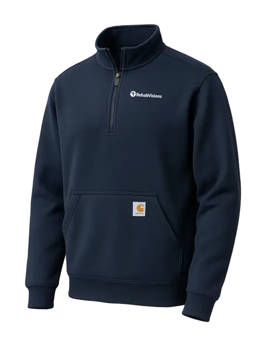 Carhartt Dark Navy Midweight 1/4-Zip Mock Neck Sweatshirt w/RehabVisions POST Logo