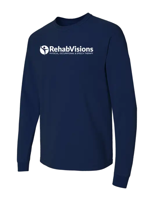 Comfort Colors Garment-Dyed Dark Navy Heavyweight Long Sleeve T-Shirt w/RehabVisions POST Logo