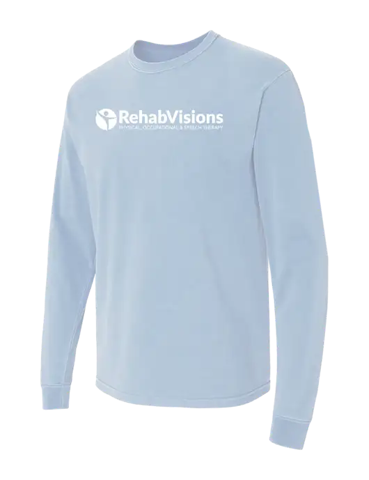 Comfort Colors Garment-Dyed Light Blue Heavyweight Long Sleeve T-Shirt w/RehabVisions POST Logo