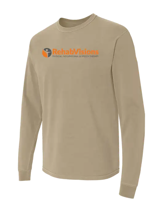 Comfort Colors Garment-Dyed Tan Heavyweight Long Sleeve T-Shirt w/RehabVisions POST Logo